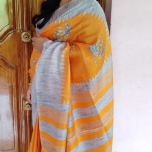 semi cotton kalamkari saree