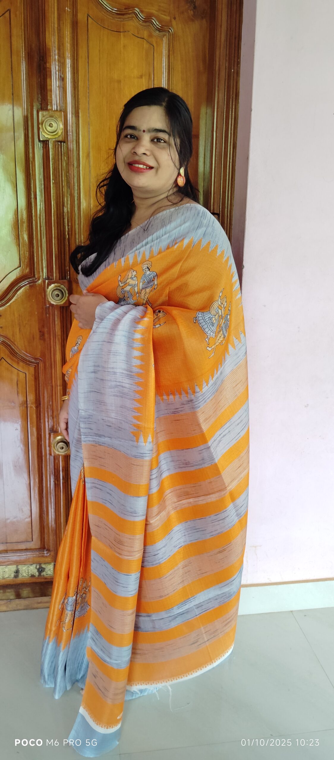 semi cotton kalamkari saree
